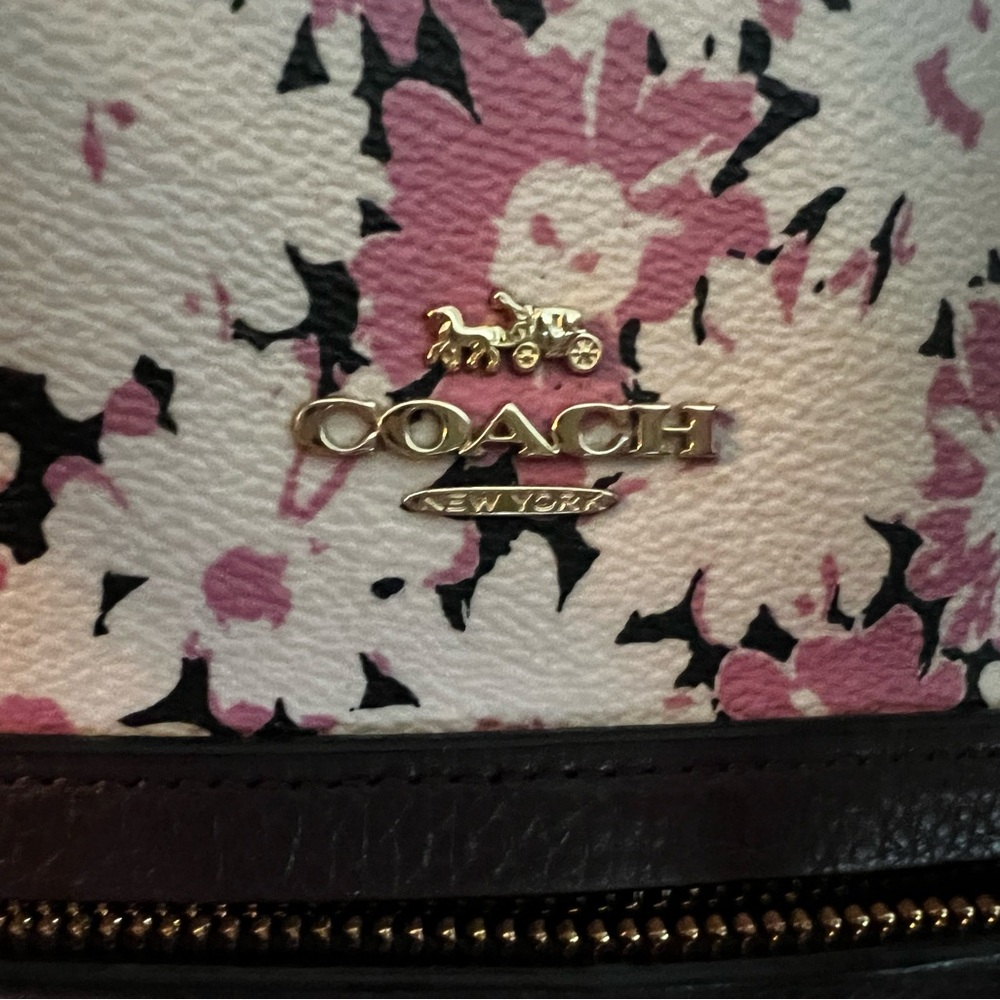 Coach Floral Shoulder Bag - Pink, Black, and White
